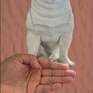 10K gold, Diamond set Hamsa lariat necklace. 🪬